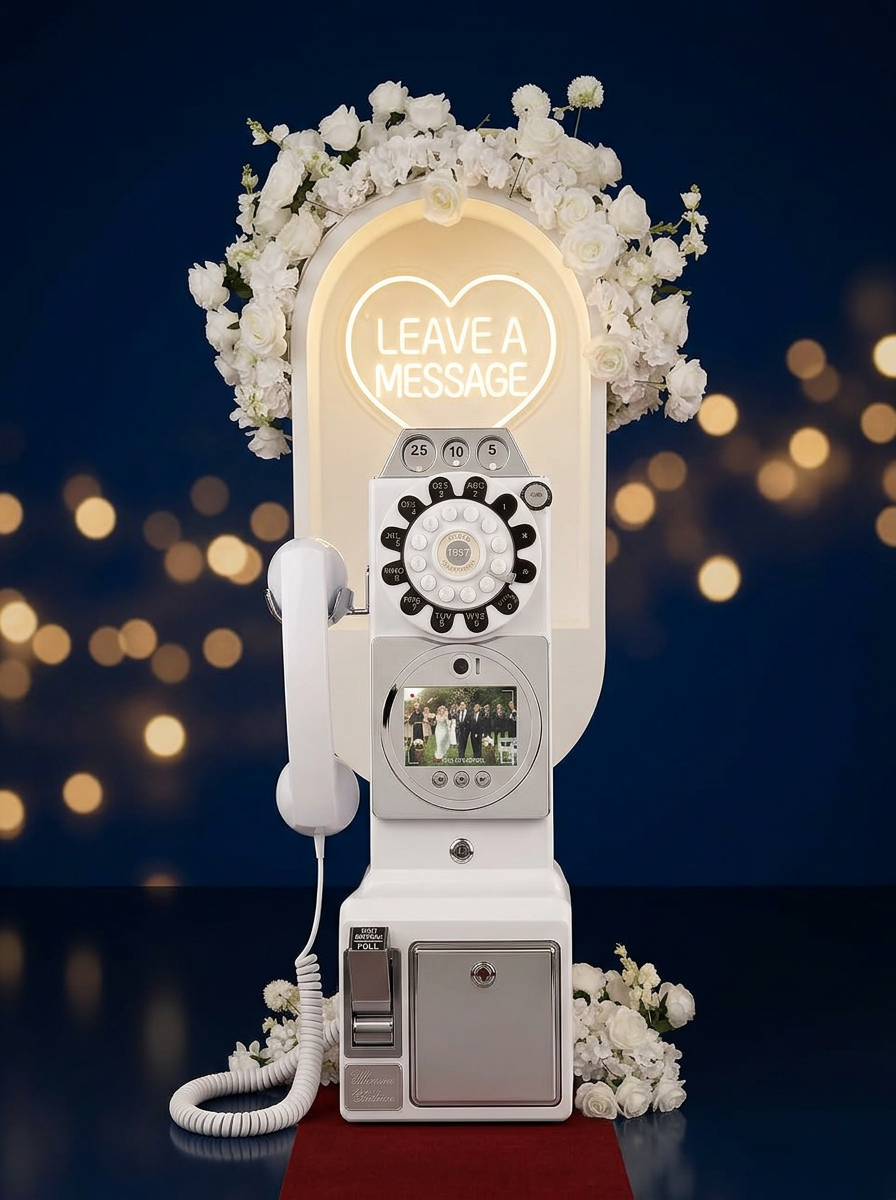 De Video- en Audio Gastenbooth van Fotobooth Events met LEAVE A MESSAGE neonhart